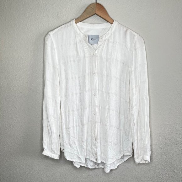 Rails Eloise Ivory Rose Gold Plaid Button Down Long Sleeve Flannel Shirt XS - Picture 2 of 11